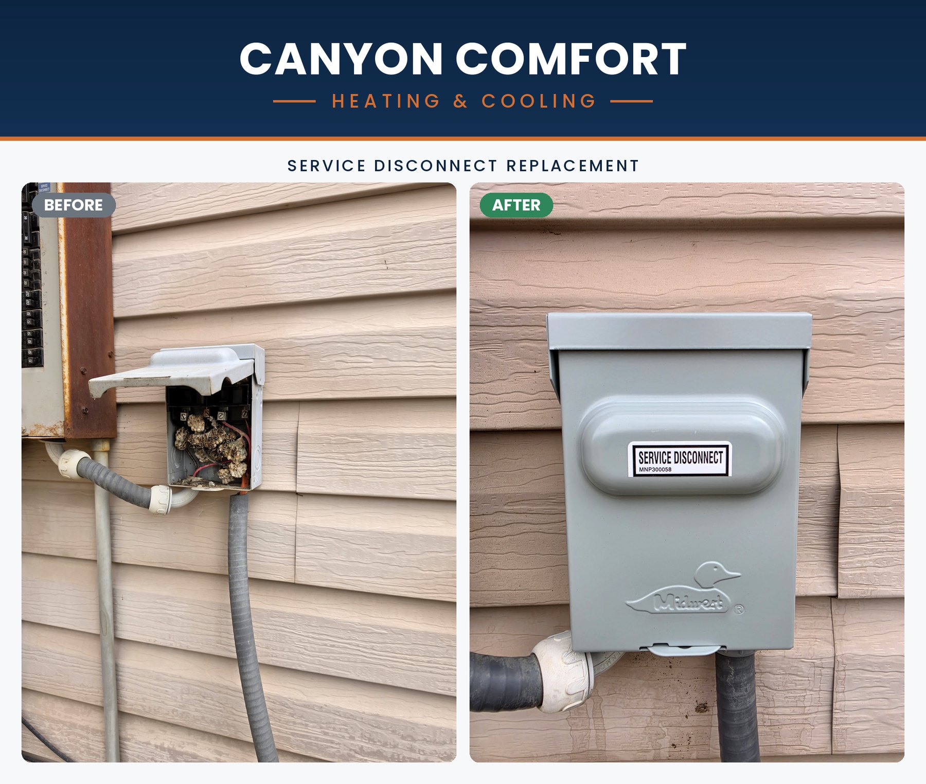 AC service in Salt Lake City &mdash; replacing a burned outdoor disconnect